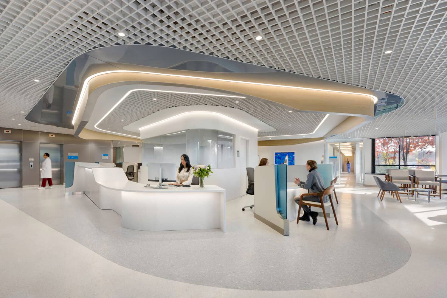 Modern allied health clinic reception and waiting area